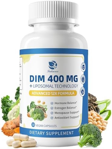 Lukaree Dim Supplement 400Mg For Women 12 In 1 Liposomal Dim Capsules With Black Cohosh Soy Isoflavones & Alpha Lipoic Acid Vegan 30 Ct.