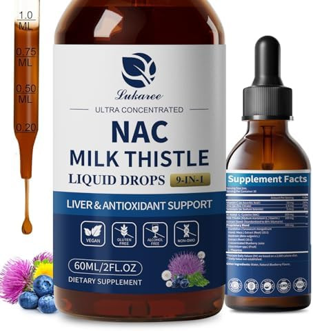 Lukaree Nac Supplement 600Mg W/Milk Thistle Liposomal Nac Nacetyllcysteine Liquid Drops W/Selenium For Liver & Lung Healthantioxidants Brain Wellness & Immune Support Ultraconcentrated 2Oz