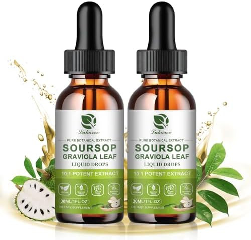 Lukaree Pure Soursop Leaves Extract 10X Concentrated Graviola Soursop Bitters Liquid Drop For Immune Digestive Energy Coldextracted With High Potency Alcohol Vegan & Nongmo