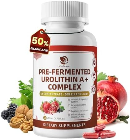 Lukaree Triplestrength Urolithin A+ Complex For Cellular Health Function & Wellbeing Concentrated Prefermented Urolithin A+ Plus Wormwood Psyllium Husk & Dgl For Gut Support“Plant Based Gmp 120 Count
