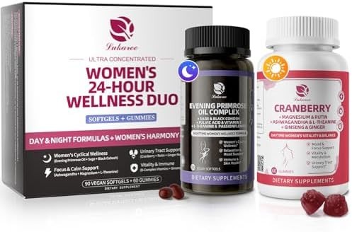 Lukaree 2 Pack Evening Primrose Oil Complex For Women “ Hormone Wellness With Coldpressed Epo 10% Gla Sage Fulvic Acid Ltheanine “ Cyclical Balance Mood Skin & Immune Health 180 Softgels