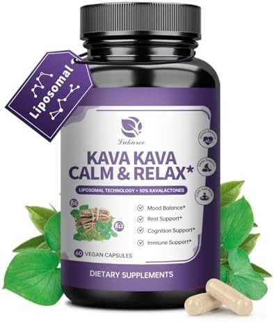 Lukaree Kava Kava Root Extract Supplement Liposomal Kava Capsules With L Theanine 200Mg 50% Kavalactones Relax Calming Kava Extract Vitamin B6 B12 For Sleep Mood Cognitive & Immune Support 60Ct
