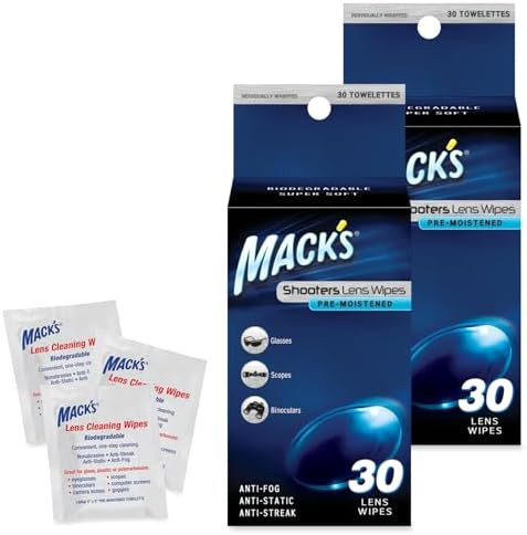 Mack'S Shooters Lens Wipes 2 Packs Of 30 Premoistened Lens Cleaning Wipes