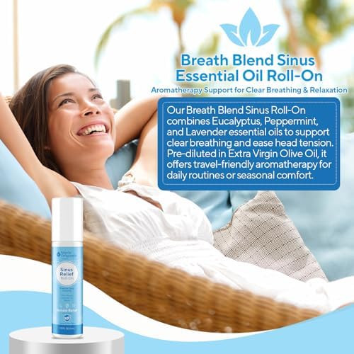 Marie Originals Breathe Blend Essential Oils Sinus Roll On Natural Eucalyptus Peppermint Lavender Essential Oil Roll On Aromatherapy Support For Clear Breathing Head Ease Relaxation 10 Ml