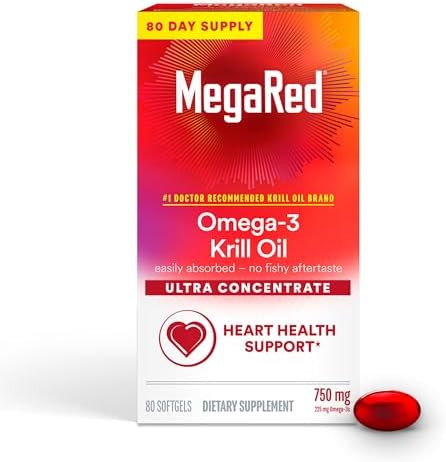Megared Antarctic Krill Oil 750Mg Omega 3 Fatty Acid Supplement Ultra Concentrate Epa & Dha Softgels Antioxidant Astaxanthin Heart Health Supplement With No Fish Oil Aftertaste 80Ct
