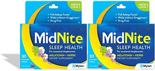 Midnite Natural Sleep Supplement 30 Count Chewable Cherryflavored Tablets Natural Nonhabit Forming Sleep Aid Melatonin Supplement Twin Pack