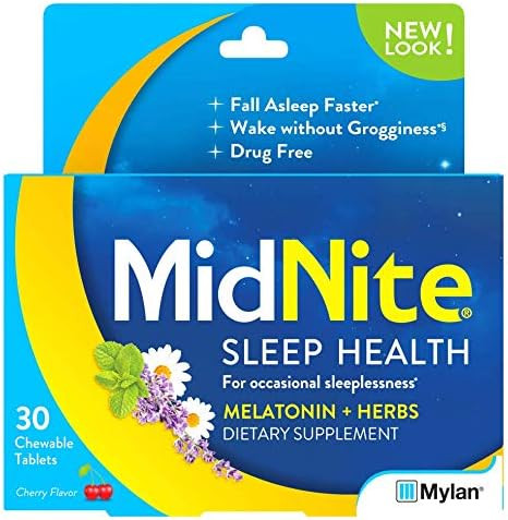 Midnite Natural Sleep Supplement 30 Count Chewable Cherryflavored Tablets Natural Nonhabit Forming Sleep Aid Melatonin Supplement Twin Pack