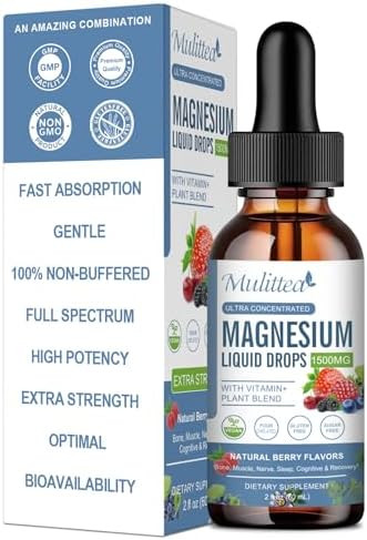 Mulittea Magnesium Glycinate Liquid Drop Triple Absorption Supplement To Support Nerves Sleep Calm Heart Muscles Sugar With Potassium Ltheanine Sea Mossï¼Œvitamin Bcd3 K21Pack