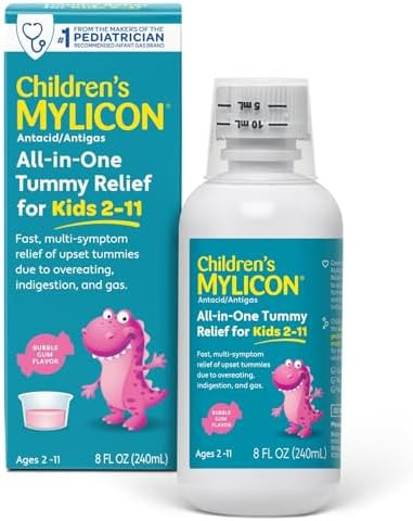 Mylicon Children'S Allinone Tummy Relief Liquid For Indigestion For Kids Bubble Gum Flavor 8Oz