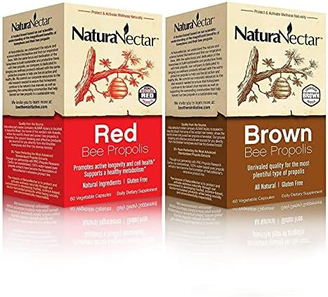 Naturanectar Natural Bee Propolis Bundle Red Propolis And Brown Propolis For Immune Support Respiratory Health And Healthy Metabolism 60 Capsules Per Bottle