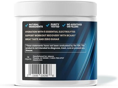 Nbpure Hydration+ Electrolyte Powder “ Natural Hydration & Recovery For Men & Women “ Sea Salt Potassium Magnesium Vegan Bcaas “ Fasting Friendly