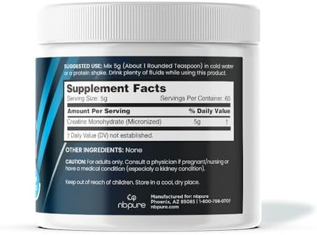 Nbpure Micronized Creatine Monohydrate “ Support Muscle Endurance Power Size Recovery“ No Artificial Ingredients “ Ideal For All Active Lifestyles