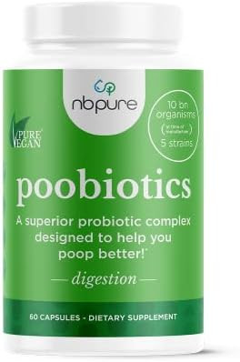 Nbpure Poobiotics Vegan Pre & Probiotics “ Gut Health & Microbiome Balance Support For Men & Women “ Supports Ibs Diarrhea Constipation Leaky Gut Relief “ Lactobacillus & Bifidobacterium