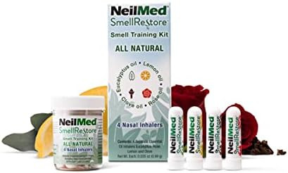 Neilmed Smell Restore All Natural Smell Training Kit With 4 Separate Essential Oil Inhalers. Eucalyptus Rose Lemon And Clove