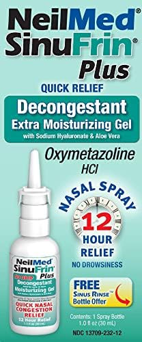 Neilmed Sinufrin Plus Decongestant 12 Hour Nasal Congestion Moisturizing Gel With Sodium Hyaluronate & Aloe Vera 30Ml Bonus Pack