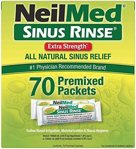 Neilmed'S Sinus Rinse Extra Strength Premixed Hypertonic Packetsfor Sinus Relief 70 Count Box (Pack Of 2)