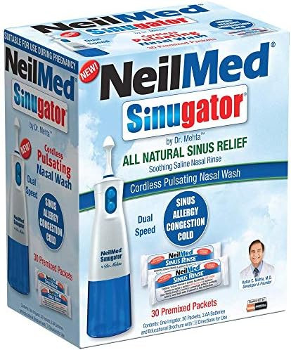 Neilmed Sinugator Cordless Pulsating Nasal Wash With 30 Premixed Packets