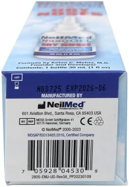 Neilmed Nasogel Drip Nasal Spray For Dry Noses. Soothing Moisturizing Gel With Aloe Vera & Sodium Hyaluronate 1 Fl Oz