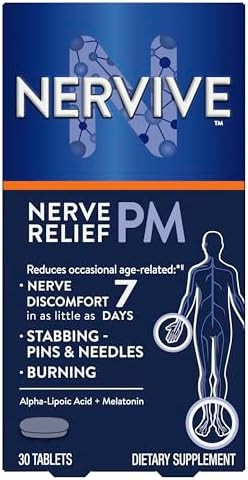 Nervive Nerve Relief Pm Occasional Nerve Discomfort Ii Sleep Aid Starts Working In 7 Days Stabbing Burning Alpha Lipoic Acid Melatonin B Vitamins Turmeric Ginger Nervive Supplement 30 Ct