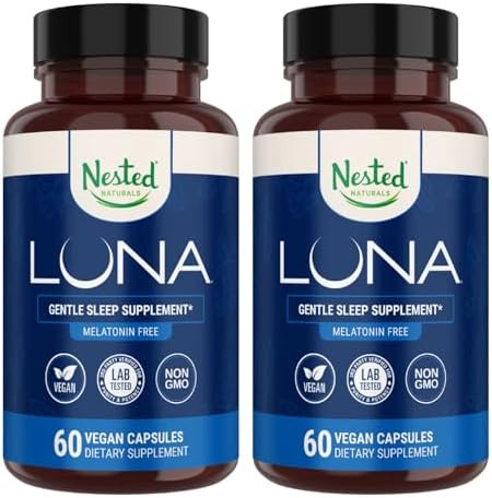 Nested Naturals Luna Sleep Aid Nonhabit Forming Natural Sleeping Pills For Adults With Naturally Sourced Ingredients Valerian Root Melatonin Chamomile Lemon Balm And More 60 Vegan Capsules