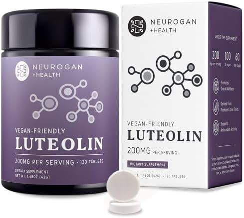 Neurogan Luteolin Supplement Tablets 200 Mg 120 Ct Natural Bioflavonoids Supplements For Cellular & Brain Health Immune Support Plantbased Flavonoids Polyphenols Supplement For Men & Women