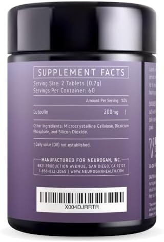 Neurogan Luteolin Supplement Tablets 200 Mg 120 Ct Natural Bioflavonoids Supplements For Cellular & Brain Health Immune Support Plantbased Flavonoids Polyphenols Supplement For Men & Women