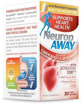 Neuropaway Cardiovascular Support 30Ct 1200Mg Berberine Pqq Red Yeast Rice Pterostilbene