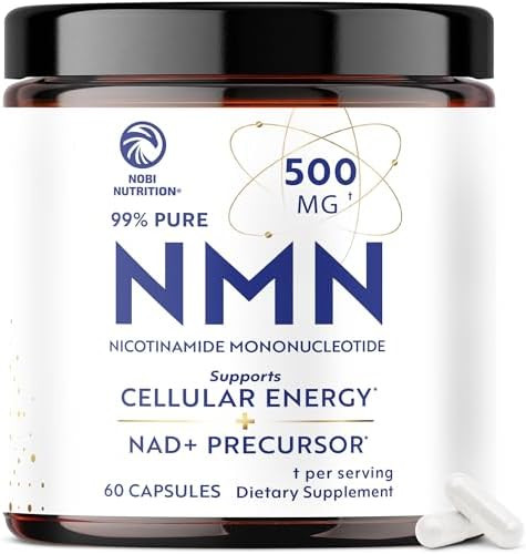 Nobi Nutrition Nmn Supplement 500Mg 99% Pure Nad+ Precursor For Cellular Energy Longevity Repair And Healthy Aging Support Thirdparty Tested & Nongmo Nicotinamide Mononucleotide 60 Nmn Capsules