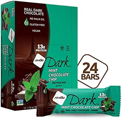 Nugo Dark Mint Chocolate Chip 13G & Peanut Butter Cup 12G Vegan Protein Gluten Bars