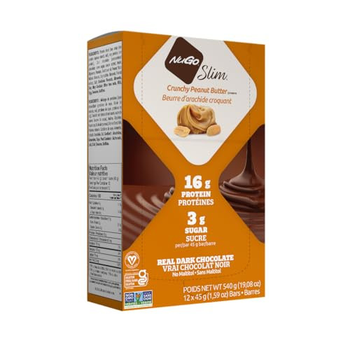 Nugo Crunchy Peanut Butter Flavored Protein Bar Slim Vegan Kosher Gluten 1.59 Ounces (Pack Of 12)
