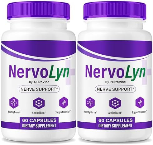 Nutravibe (2 Pack) Nervolyn “ Official Nervo Lyn Advanced Nerve Support Supplement Premium Formula With Natural Ingredients For Nerve Comfort Balance & Nerve Care Easytotake (120 Capsules)