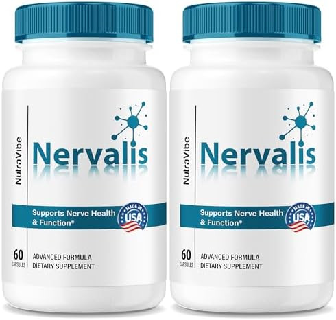 Nutravibe (2 Pack) Nervalis Capsules “ Advanced Formula With Natural Ingredients Premium Neuropathy Support For Relaxation Comfort & Overall Nerve Care Easytotake Pills 60 Day Supply (120 Capsules)
