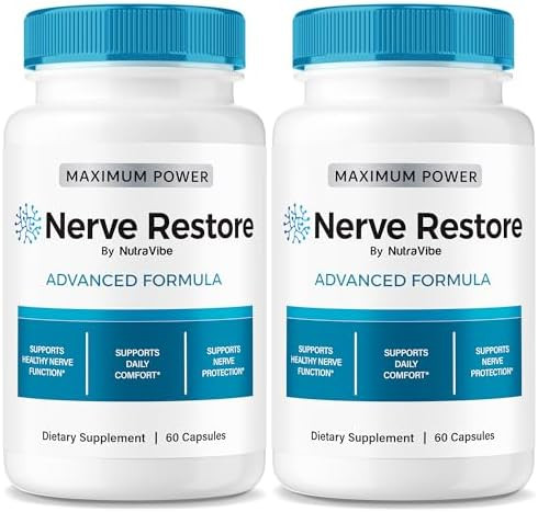 Nutravibe (2 Pack) Nerve Restore “ Nerve Restore Advanced Formula With Natural Ingredients Premium Nerve Restorer To Help Support Relaxation Comfort & Neuropathy Nerve Restored Capsules (120 Capsules)