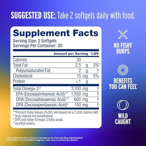 Oceanblue Professional Omega3 2100Mg Fish Oil Supplement “ Triple Strength High Potency Epa Dha & Dpa “ Burpless Wildcaught Natural Orange Flavor “ 60 Count (Pack Of 1)