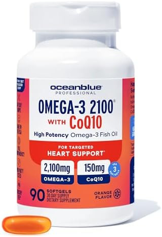 Oceanblue Omega 3 2100 With Coq10 Triple Strength Fish Oil Combo Supplement 1350Mg Epa 650Mg Dha 150Mg Dpa With 150Mg Coq10 Orange Flavor Heart Support 90 Softgels
