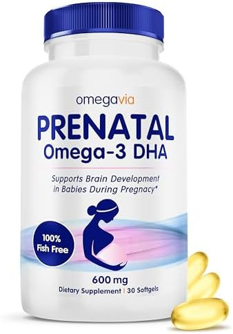 Omegavia Prenatal Dha 600Mg Fish Omega3 Supplement Supports Babys Brain Eye & Nervous System Development Safe For Pregnancy & Lactation 30 Easytoswallow Softgels