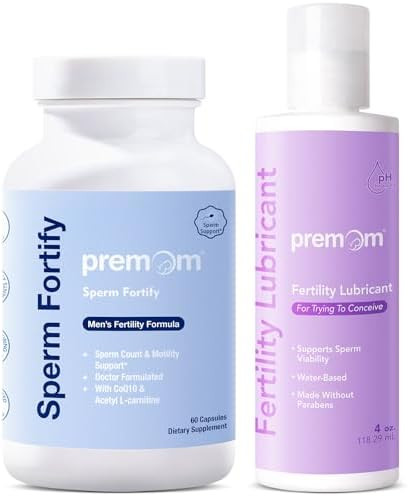 Premom Male Sperm Fortify Capsules Male Fertility Supplements For Men Personal Fertility Lubricant For Conception 4Oz Bundle “ Fertility Support For Women And Men