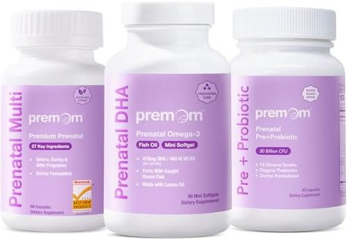 Premom Prenatal Probiotics + Prenatal Dha Fish Oil + Prenatal Formula Vitamin