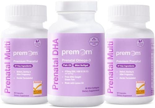 Premom Multivitamin For Women Prenatal Formula Vitamin Supplements 2 Bottles Prenatal Dha Fish Oil 1 Bottles