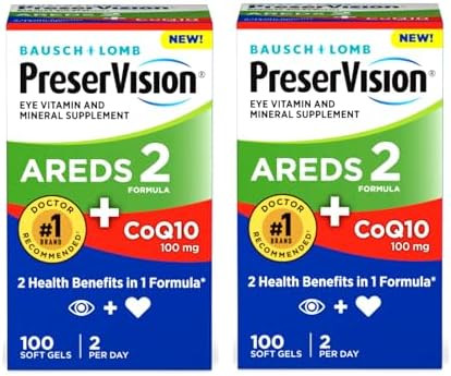 Preservision Eye Vitamin & Mineral Supplement Areds 2 Formula + Coq10 2In1 Health Benefits 100 Softgels (2 Per Day) Pack Of 2
