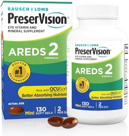 Preservision Areds 2 Eye Vitamins #1 Eye Doctor Recommended Brand Lutein And Zeaxanthin Supplement With Vitamin C Vitamin Ezinc And Copper 130 Softgels (Minigels)