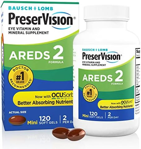 Preservision Areds 2 Eye Vitamins #1 Eye Doctor Recommended Brand Lutein And Zeaxanthin Supplement With Vitamin C Vitamin E Zinc And Copper 120 Softgels (Minigels)