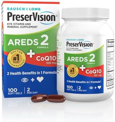 Preservision Areds 2 Eye Vitamins With Coq10 For Heart Health #1 Eye Doctor Recommended Brand Lutein And Zeaxanthin Supplement With Vitamin C & E Zinc And Copper 80 Softgels
