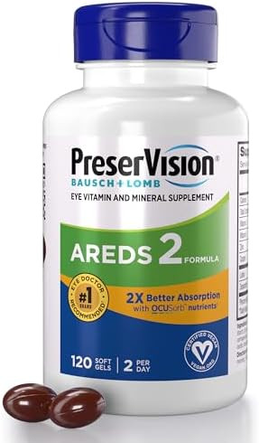 Preservision Areds 2 Eye Vitamin & Mineral Supplement With Ocusorb 120 Vegan Soft Gels Contains Lutein Zeaxanthin Vitamin C & E Zinc & Copper Eye Health Supplements For Adults