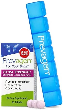 Prevagen Extra Strength Mixed Berry Chewables 30 Tablets (1 Month Supply) Formulated For Your Brain 20Mg Of Apoaequorin Plus Vitamin D3 With 7Day Pill Minder