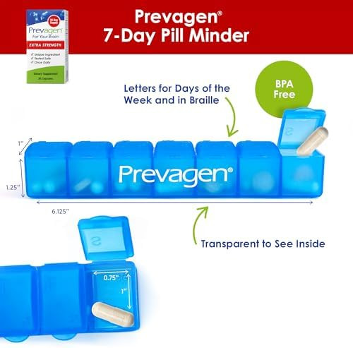 Prevagen Extra Strength 30 Capsules (1 Month Supply) Formulated For Your Brain 20Mg Of Apoaequorin Plus Vitamin D3 With 7Day Pill Minder