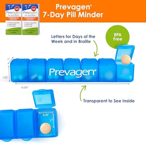 Prevagen Regular Strength Orange Chewables 60 Tablets (2 Month Supply) Formulated For Your Brain 10Mg Of Apoaequorin Plus Vitamin D3 With 7Day Pill Minder