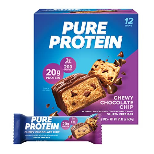 Pure Protein Pure Protein Bars High Protein Nutritious Snacks To Support Energy Low Sugar Gluten Chocolate Peanut Caramel 1.76Oz 12 Count (Pack Of 1) (Packaging May Vary)