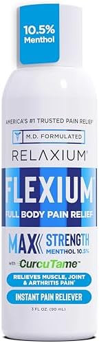 Relaxium Flexium Instant Spray For Pain Max Strength With 10.5% Menthol & Curcutame Supports Muscle Joint And Arthritis Pain Relief 3 Fl Oz. (90 Ml)