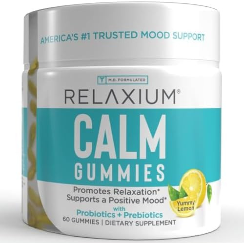 Relaxium Calm Gummies Calm Gut Health + Immune Support Developed In The Usa With Vitamin B6 Magnesium Ltheanine + Prebiotic & Probiotic Blend Lemon Flavor 60 Gummies